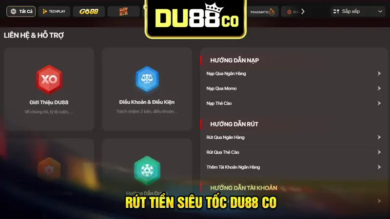 Quy trình rút tiền tại DU88 đơn giản và an toàn