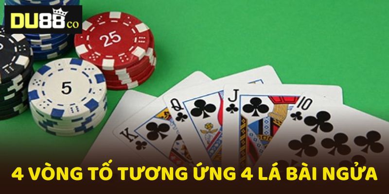 Xì tố phải trải qua 4 vòng tố và tương ứng với 4 lá bài ngửa